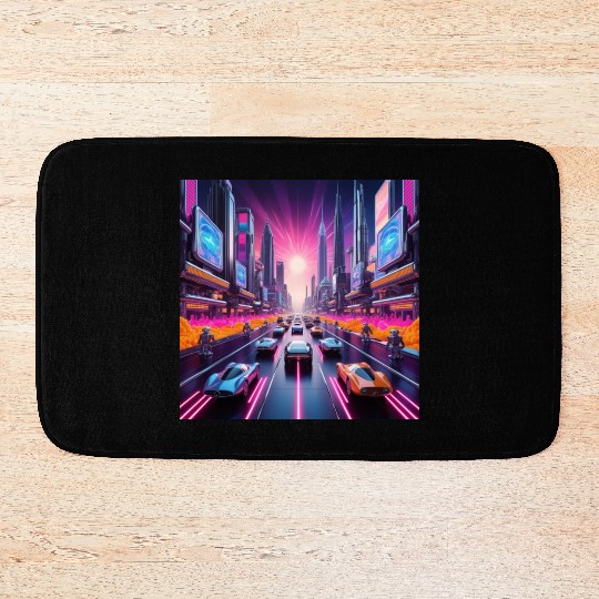 Neon Nostalgia 2084 Bath Mats