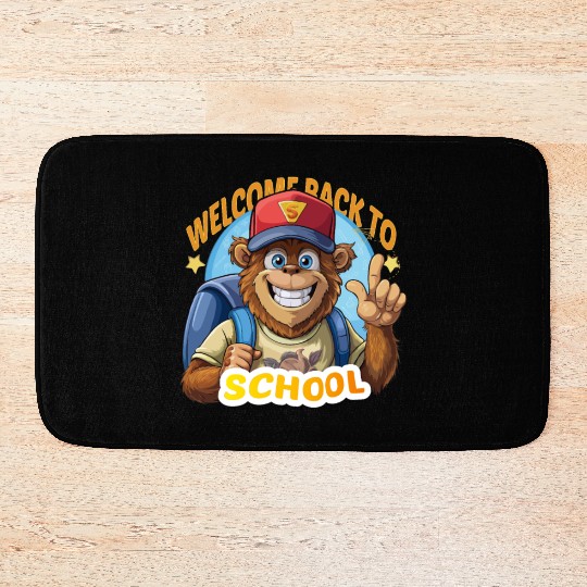 Funny Back to School Monkey Graphic Gift Bath Mats
