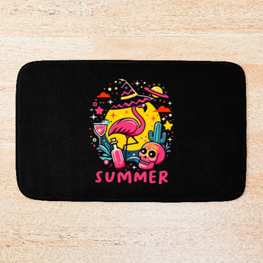 Paradise Tropical Flamingo Summer Bath Mats