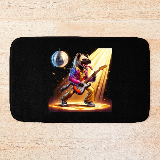 Disco Ball Guitar Hyena Bath Mats