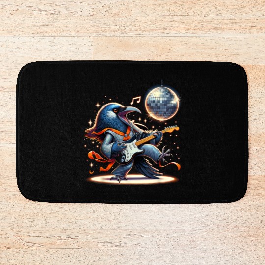 Disco Ball Guitar Raven Bath Mats