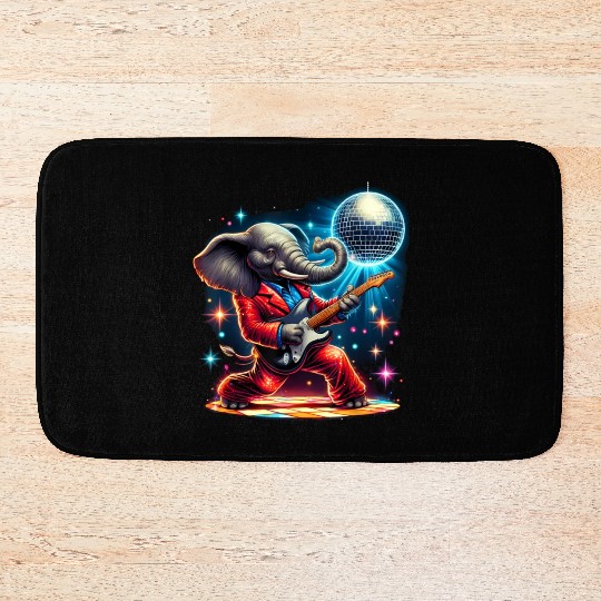 Disco Ball Guitar Elephant Bath Mats