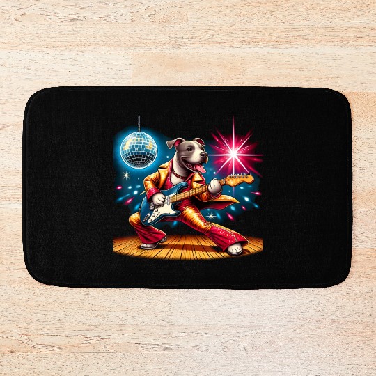 Disco Ball Guitar dog Bath Mats