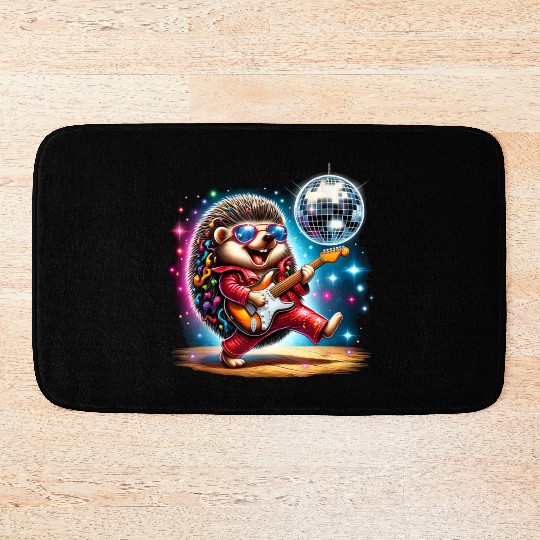 Disco Ball Guitar Hedgehog Bath Mats