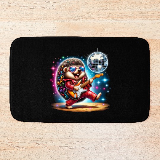 Disco Ball Guitar Hedgehog Bath Mats