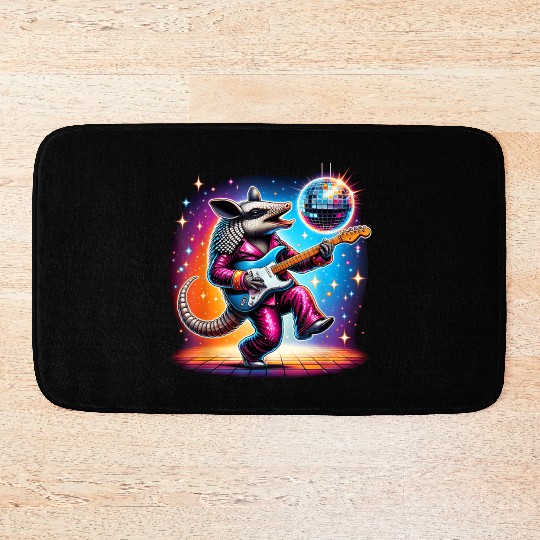 Disco Ball Guitar Armadillo Bath Mats