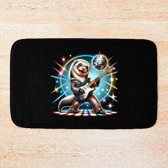 Disco Ball Guitar Ferret Bath Mats
