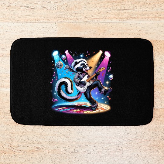 Disco Ball Guitar Skunk Bath Mats