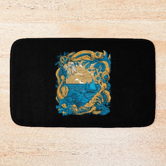 Sun Kissed Shores A Mediterranean Odyssey Bath Mats