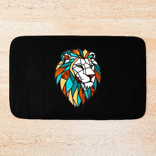 Geometric Lion Stained Glass Bath Mats Disgin