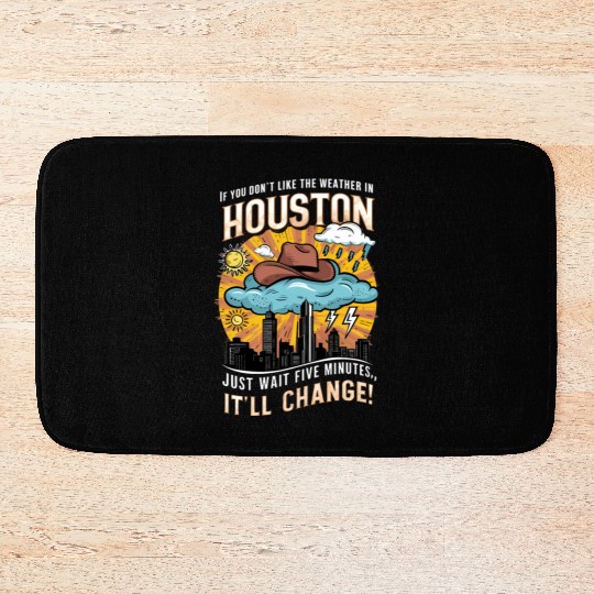 Unpredictable Houston Weather - Fun City Art Bath Mats