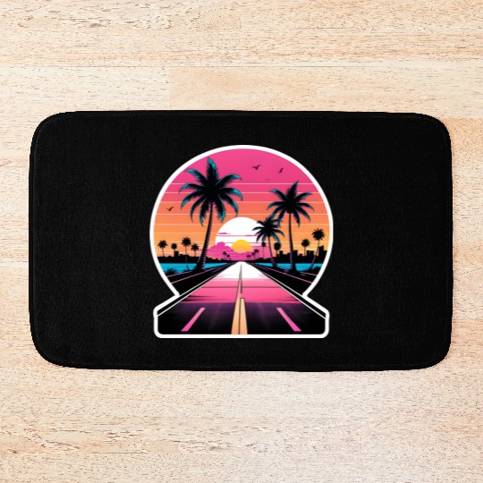 Miami Driving on a lonely Road Bath Mats