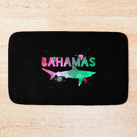 Bahamas Shark Watercolor Souvenir Bath Mats
