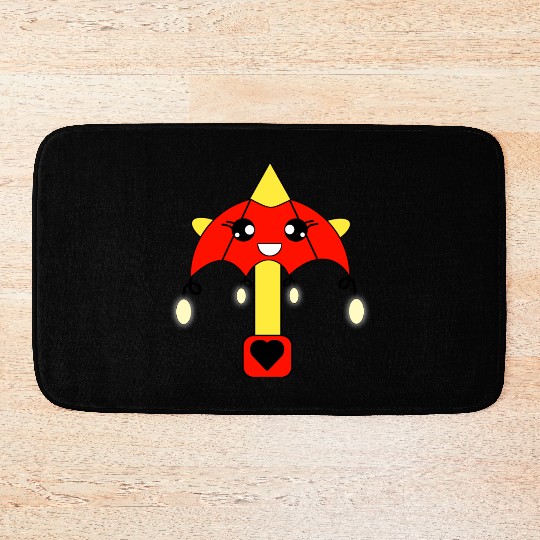 Cuttie Umbrella Yellow And Red Color Combination Bath Mats
