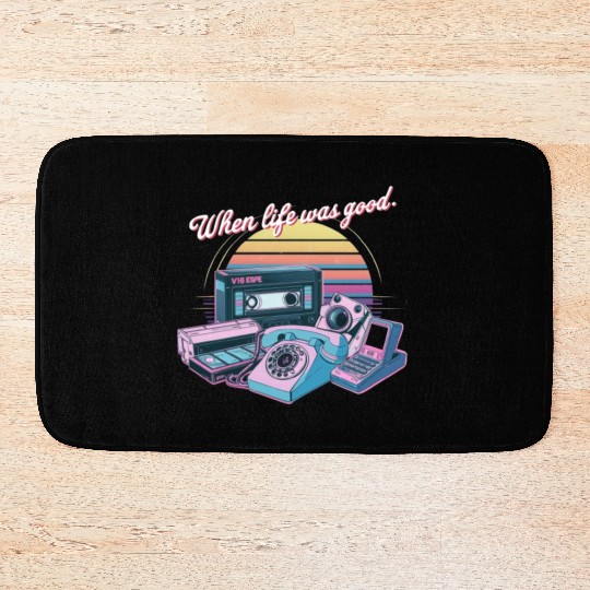 80's When Life was Good Gadgets in Synthwave Bath Mats