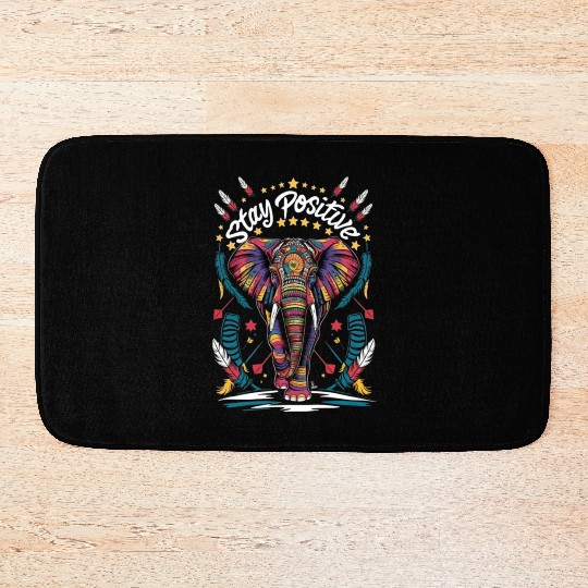 Colorful Tribal African Elephant Bath Mats