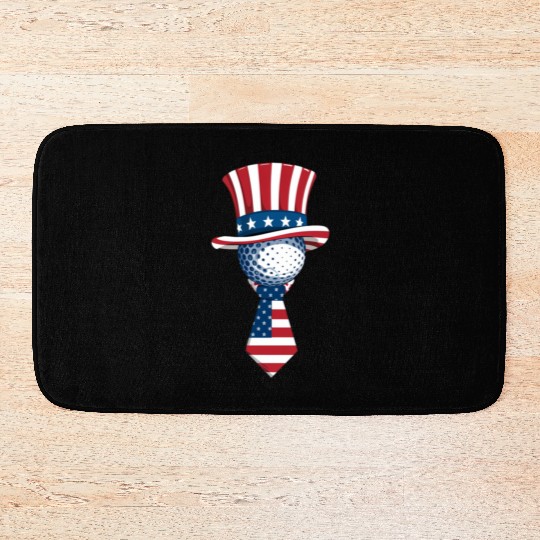 Patriotic Golf Ball with Stars and Stripes Hat Bath Mats