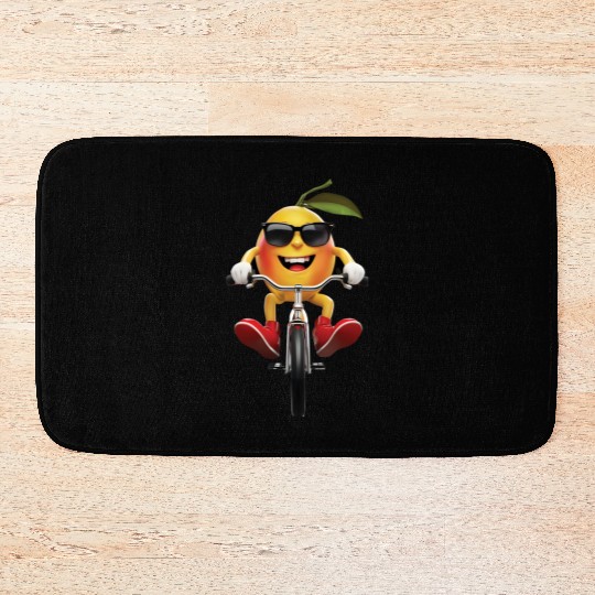Mango Cycling On Bike Realistic Bath Mats