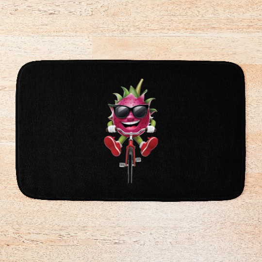 Dragon Fruit Cycling On Bike Realistic Bath Mats