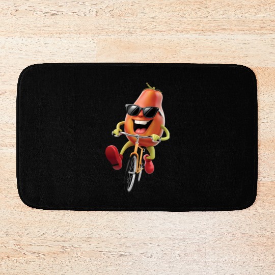 Papaya Cycling On Bike Realistic Bath Mats