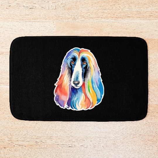 Afghan Hound Dog Watercolor Bath Mats