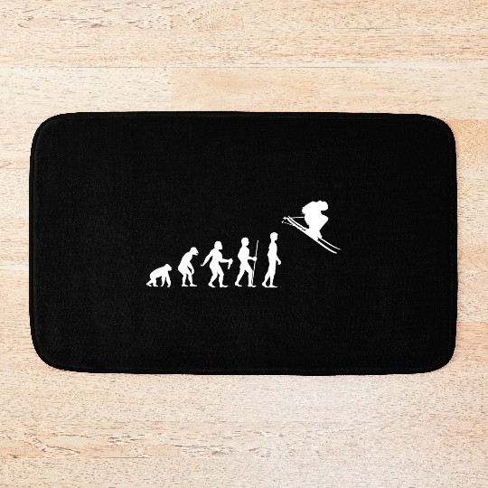 FUNNY HUMAN EVOLUTION TO SKIER Bath Mats