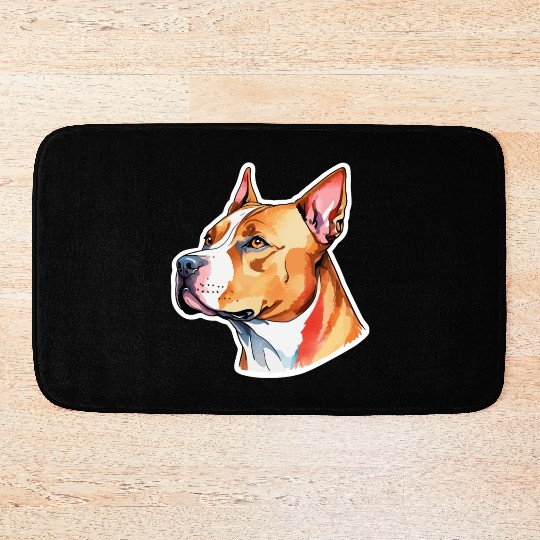American Staffordshire Terrier Watercolor Bath Mats
