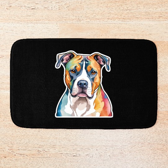 American Staffordshire Terrier Watercolor Bath Mats