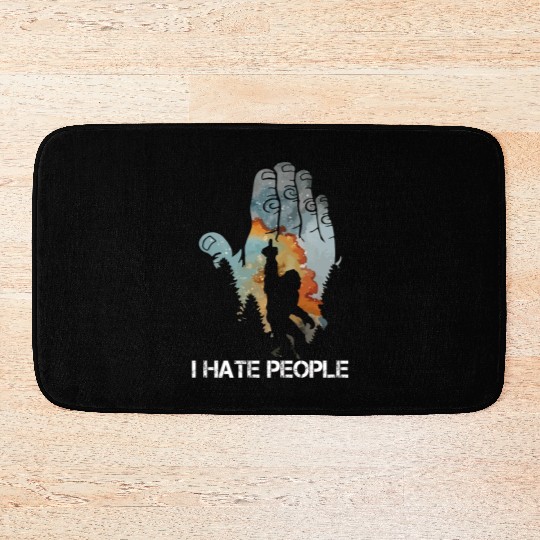 Bigfoot ! I Hate People Bigfoot Camping Watercolor Bath Mats