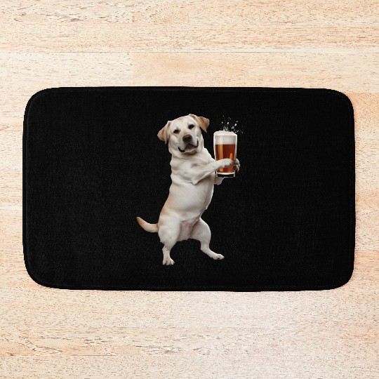 Labrador Drinking Beer Realistic Bath Mats