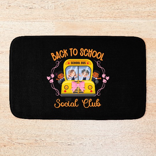 Back to school Soociial Clubb school bus Halloween Bath Mats
