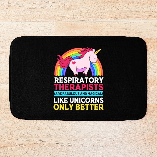Cute Respiratory Therapist Rainbow Unicorn Bath Mats