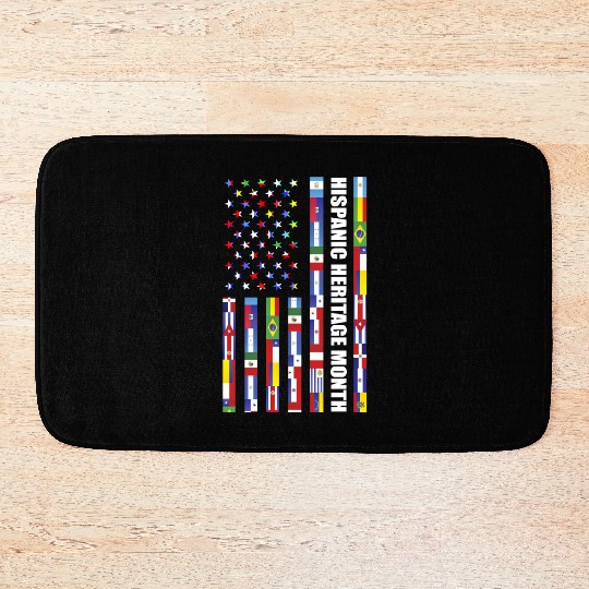 Hispanic Heritage month USA Flag all Countries Bath Mats