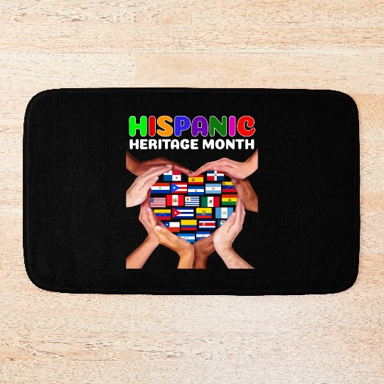 Hispanic Heritage Month All Countries Heart Hands Bath Mats