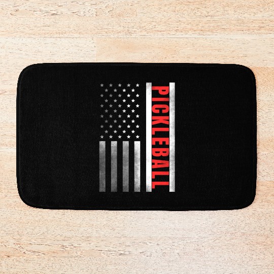 Pickleball Vintage US Flag Proud Pickleball Bath Mats