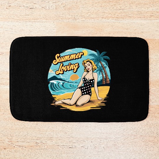 Retro Summer Loving Beach Vibes for a Beach Lover Bath Mats