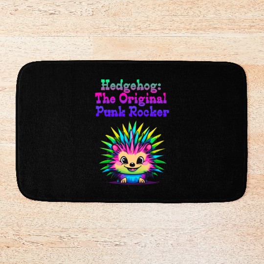 Cute Punk Rock Hedgehog: The Original Rebel Bath Mats
