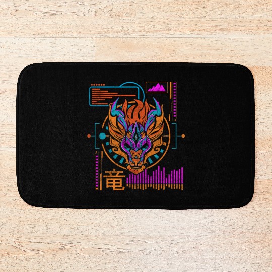 Cyberpunk Technology Synthwave Japanese Bath Mats