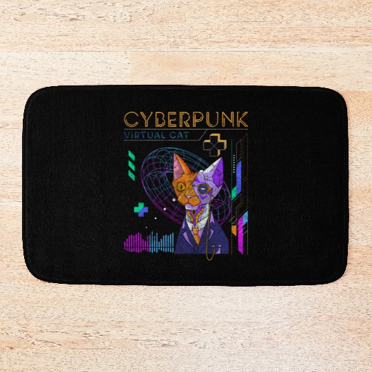 Cyberpunk Technology Synthwave Japanese Bath Mats