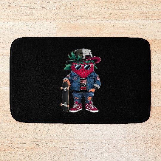 funny skateboarder berry cool lover strawberry Bath Mats