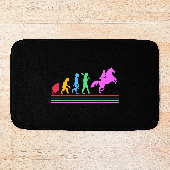 Retro Equestrian Riding Horse Racing Evolution Bath Mats