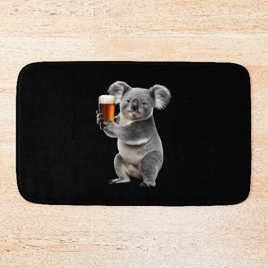 Koala Drinking Beer Realistic Bath Mats