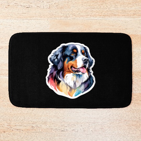 Bernese Mountain Dog Watercolor Bath Mats