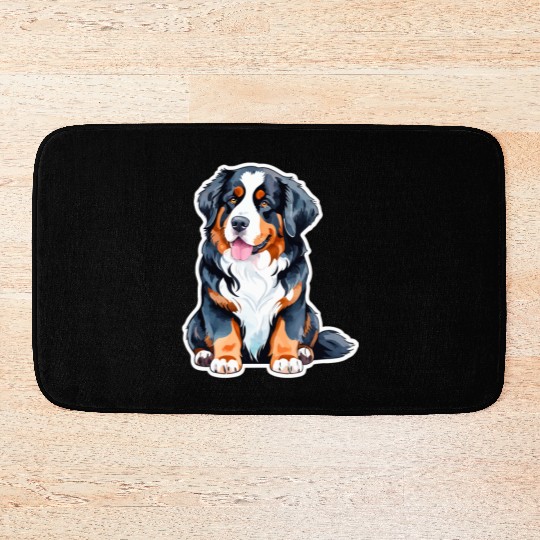 Bernese Mountain Dog Watercolor Bath Mats