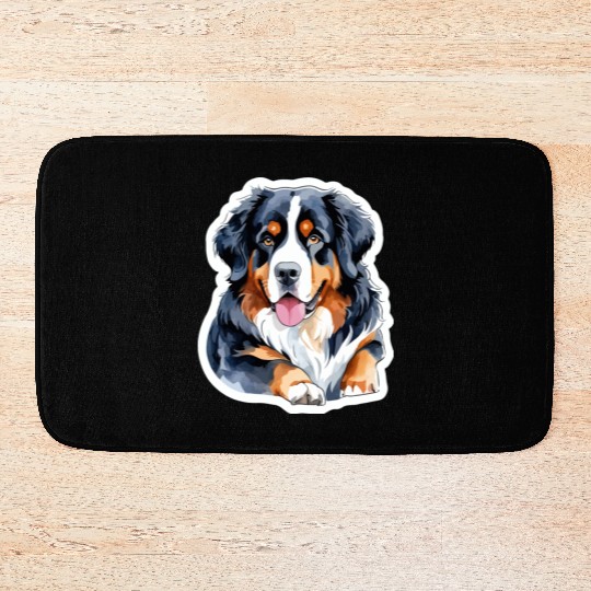 Bernese Mountain Dog Watercolor Bath Mats