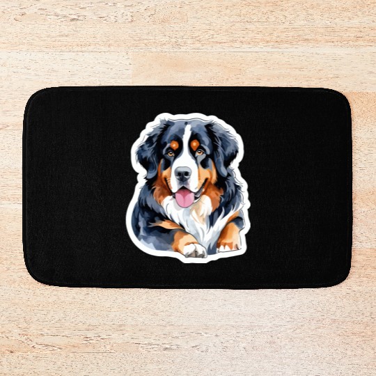 Bernese Mountain Dog Watercolor Bath Mats
