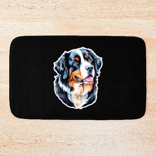 Bernese Mountain Dog Watercolor Bath Mats
