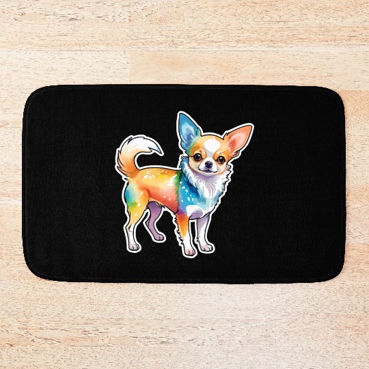 Chihuahua Watercolor Bath Mats