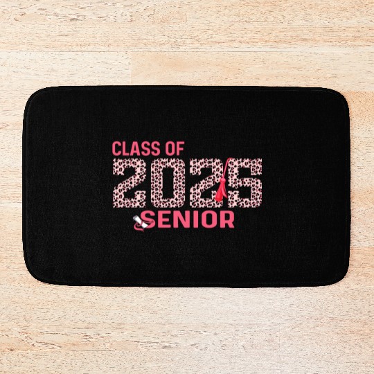 Class of 2025 Senior Leopard Print Graduation 2025 Bath Mats
