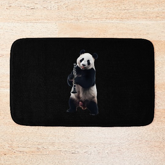 Panda Playing Clarinet Realistic Bath Mats